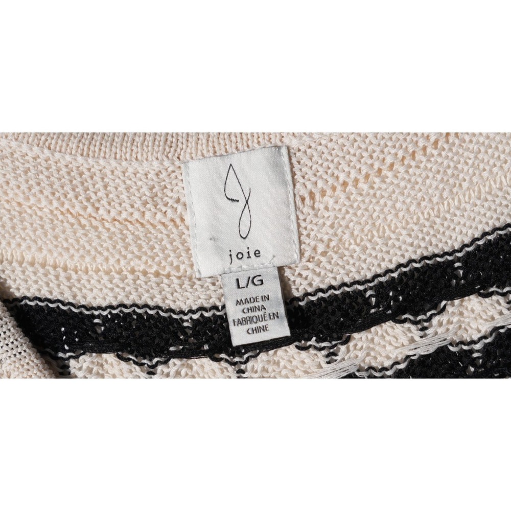 Joie Women's Knit Sweater Dress Size L Striped Sleeveless Midi Tan White Black - Picture 7 of 8